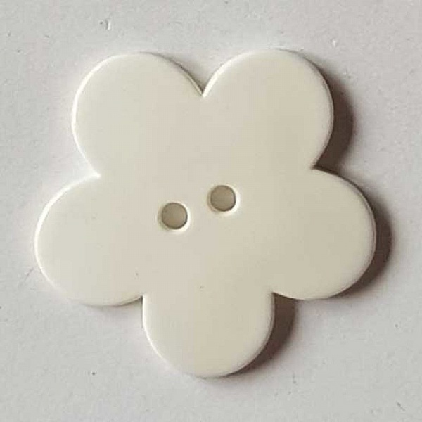 Fleur Big Pop r&eacute;sine 38mm 2 trous Blanc