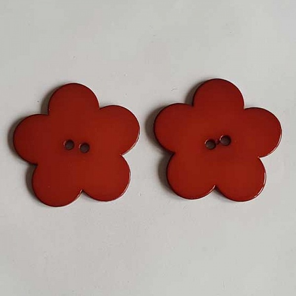 Fleur Big Pop r&eacute;sine 38mm 2 trous Brique