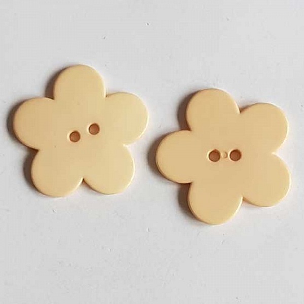 Fleur Big Pop r&eacute;sine 38mm 2 trous Beige