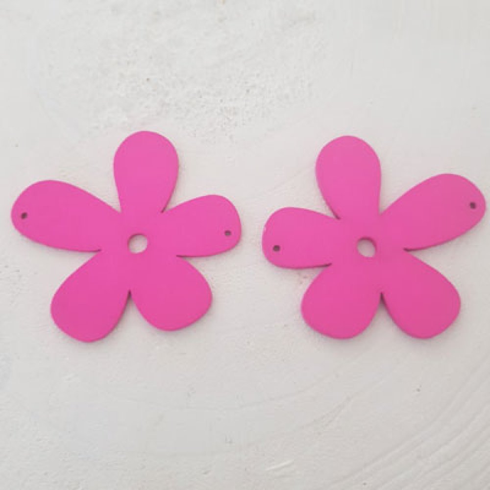 Flower Wood anheng eller kontakt 57 mm Fluorescerende rosa