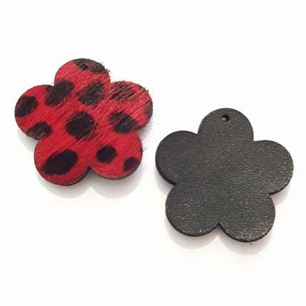 R&oslash;d blomst pels foret 30x30mm x 1