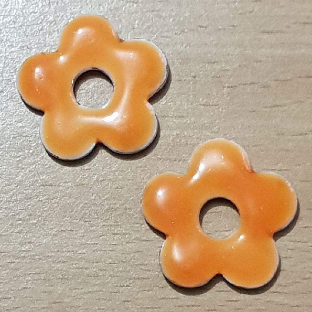 Blomst Metall Emalje 20 mm Oransje