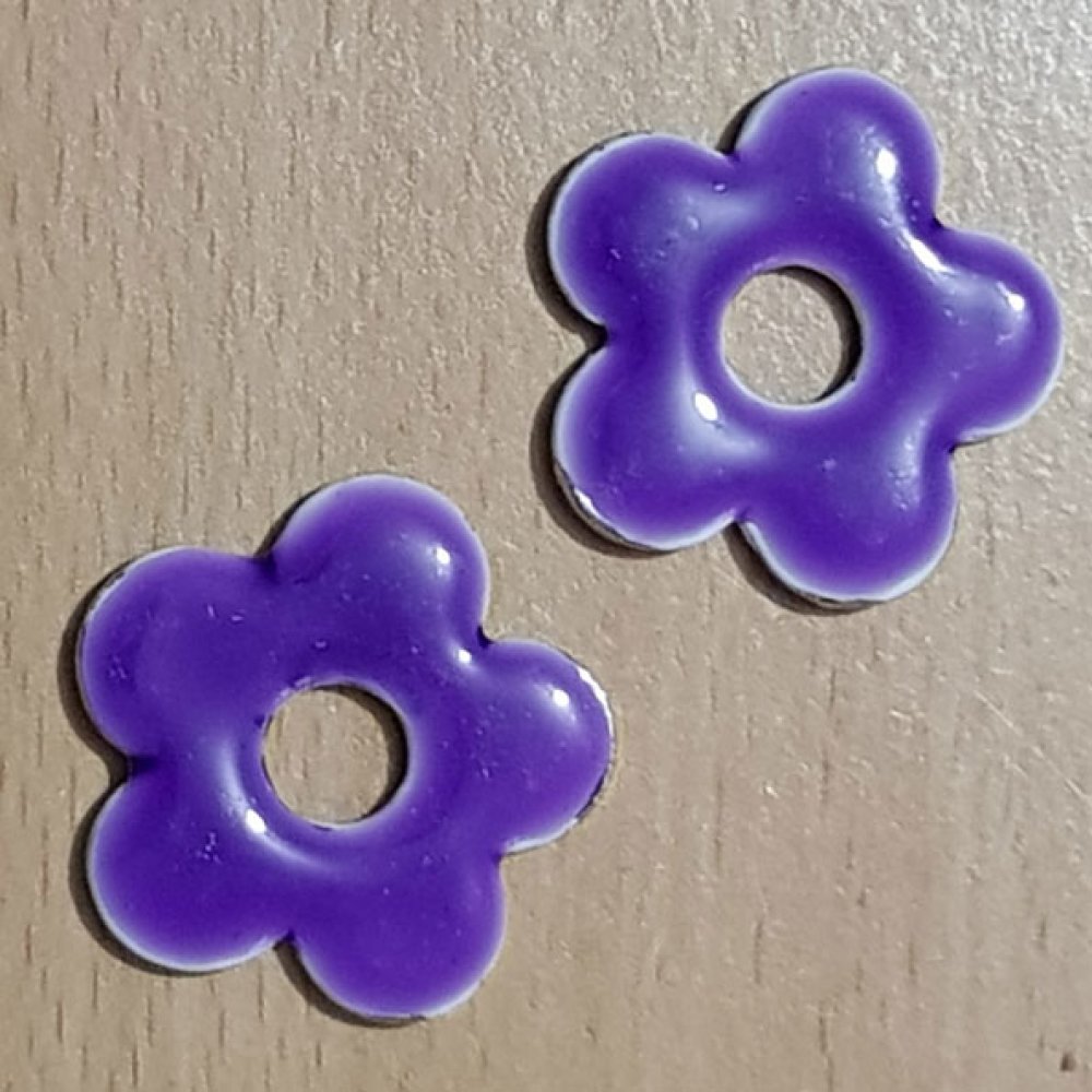 Blomst Metall Emalje 28 mm Lilla