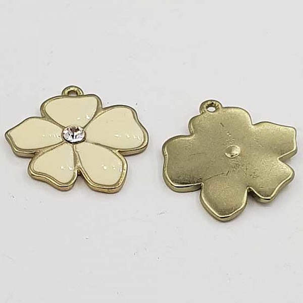 Emaljert metallblomst 25 mm elfenbein