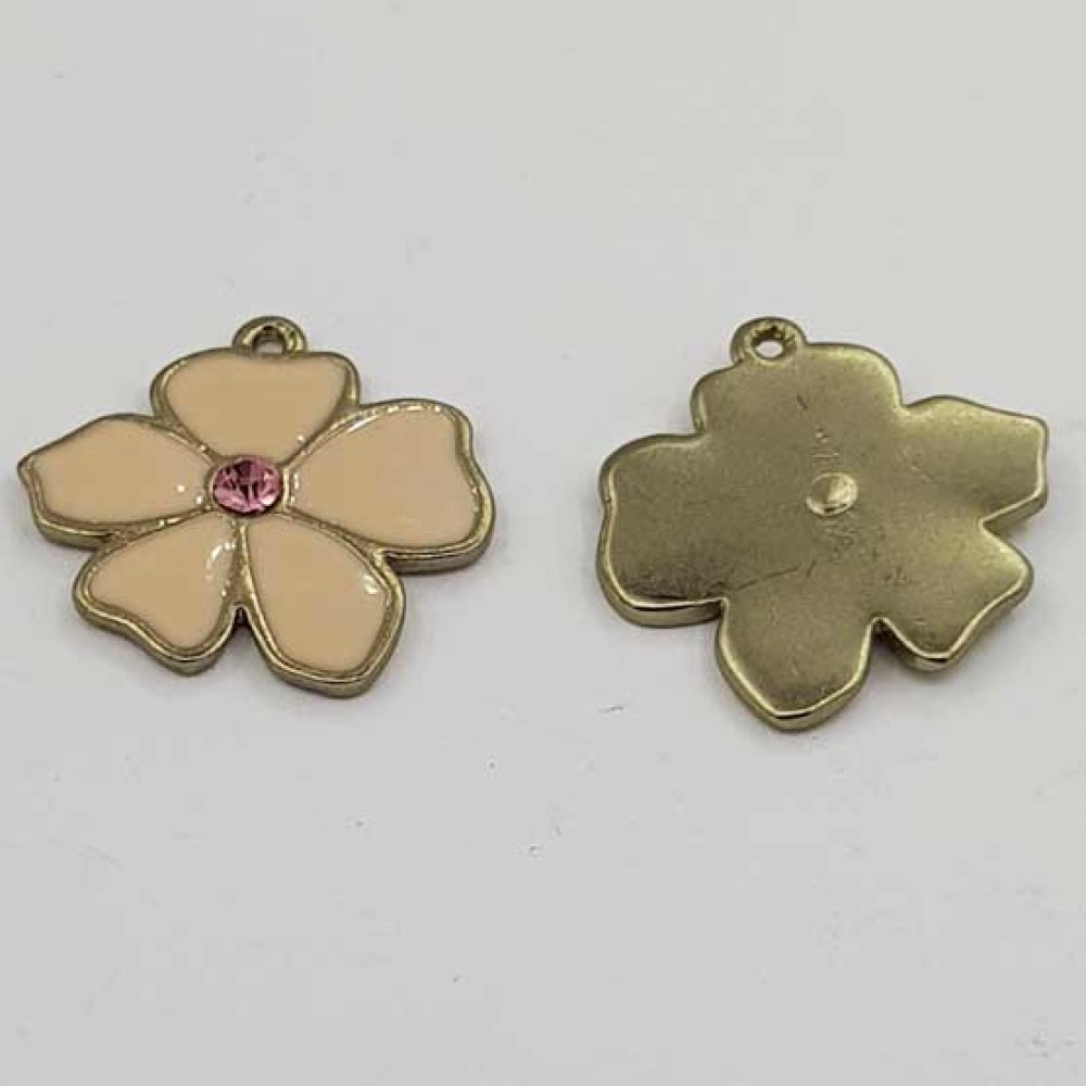 Blomst Metall Emalje 25 mm Krem
