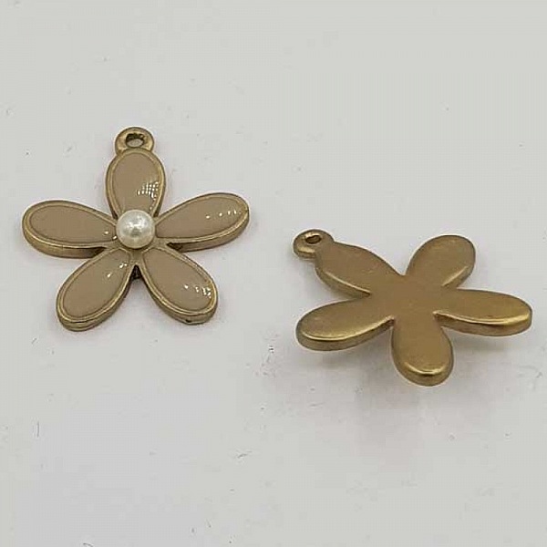 Emaljert metallblomst 26 mm gr&aring;