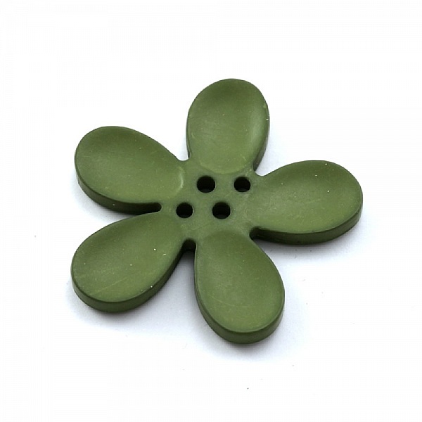 Fleur Orchid&eacute;e r&eacute;sine 4 trous 40 x 3 mm Olivine