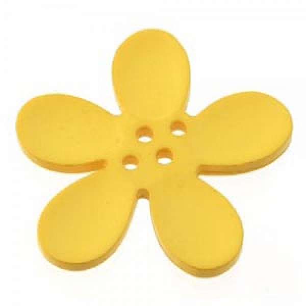 Fleur Orchid&eacute;e r&eacute;sine 4 trous 40 x 3 mm Jaune