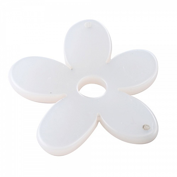 Fleur r&eacute;sine Galastyl 5 p&eacute;tales 2 trous 58 mm Blanc