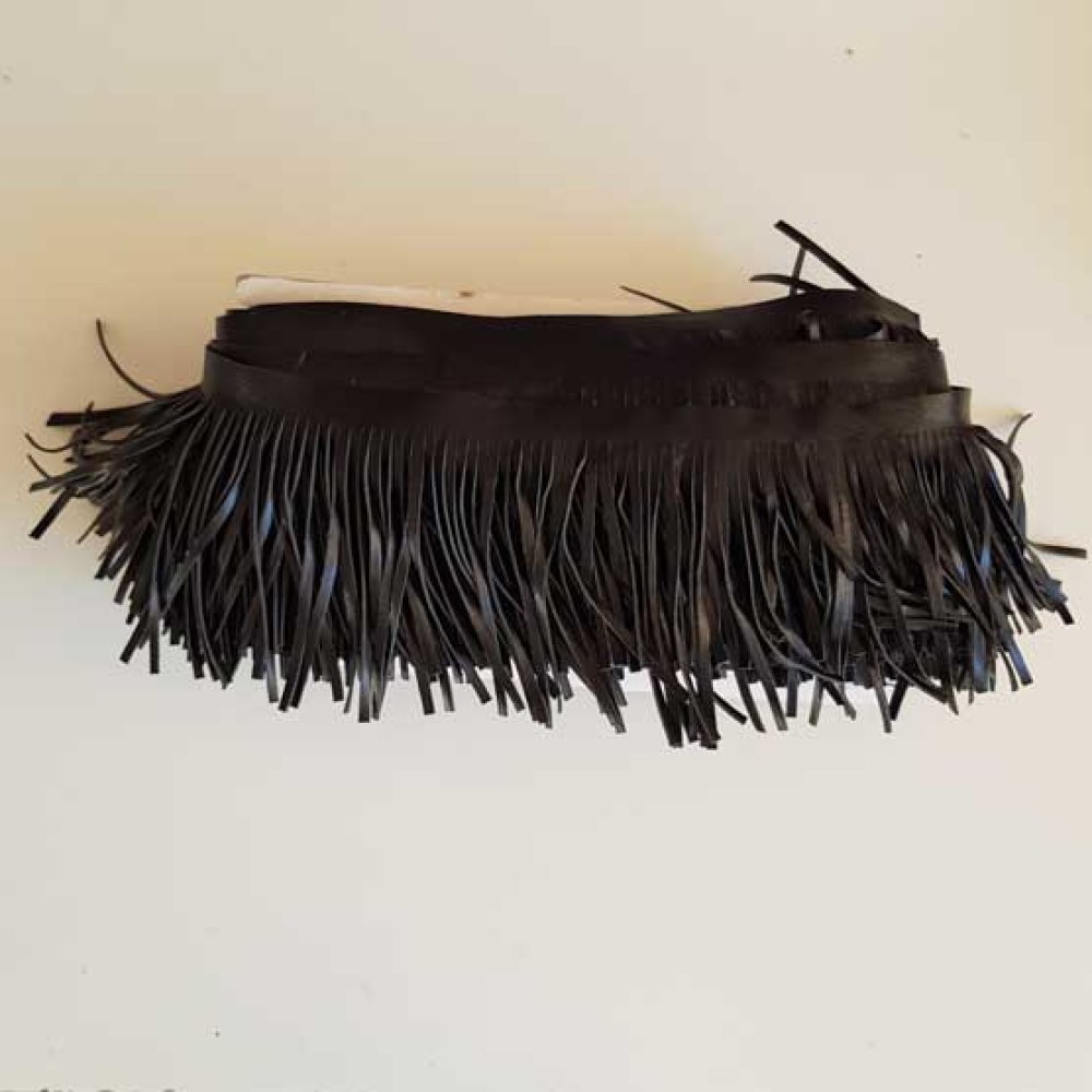 10cm bred svart kunstlær frynser