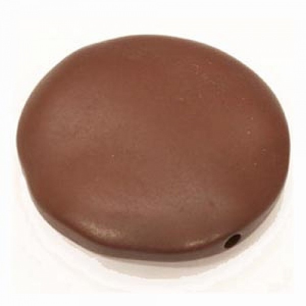 Galet plat r&eacute;sine rond 40 x 10 mm effet cuir Brun Fonc&eacute;