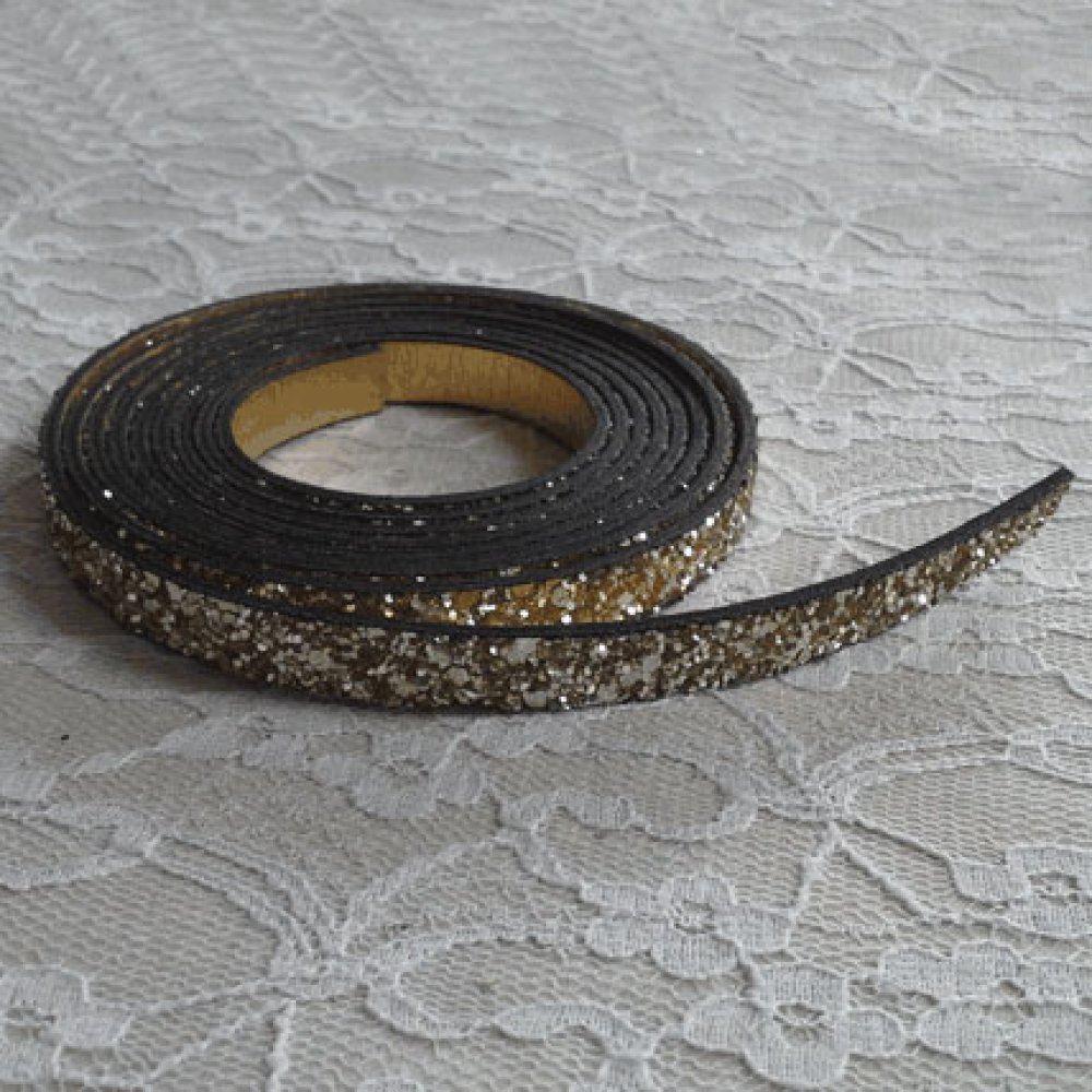 06 mm gull glitterrem med skinnfôr per 20 cm