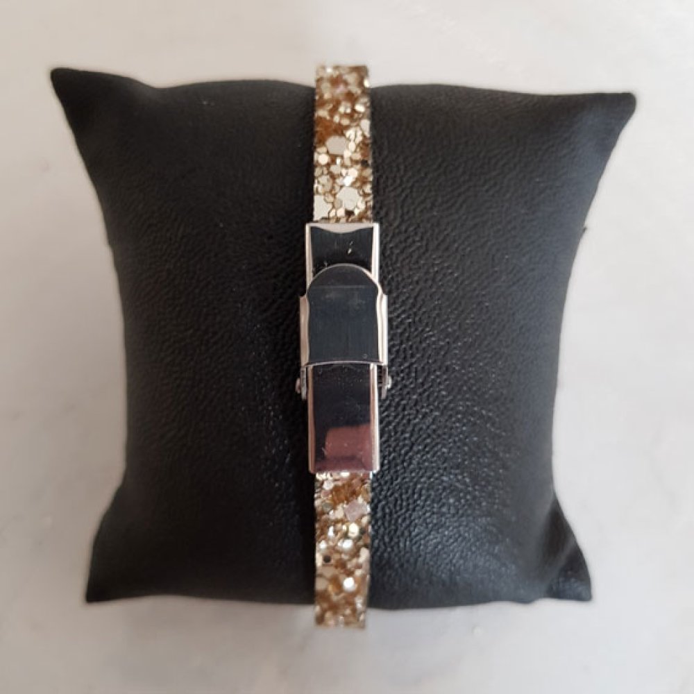 06 mm gull glitterrem med skinnfôr per 20 cm