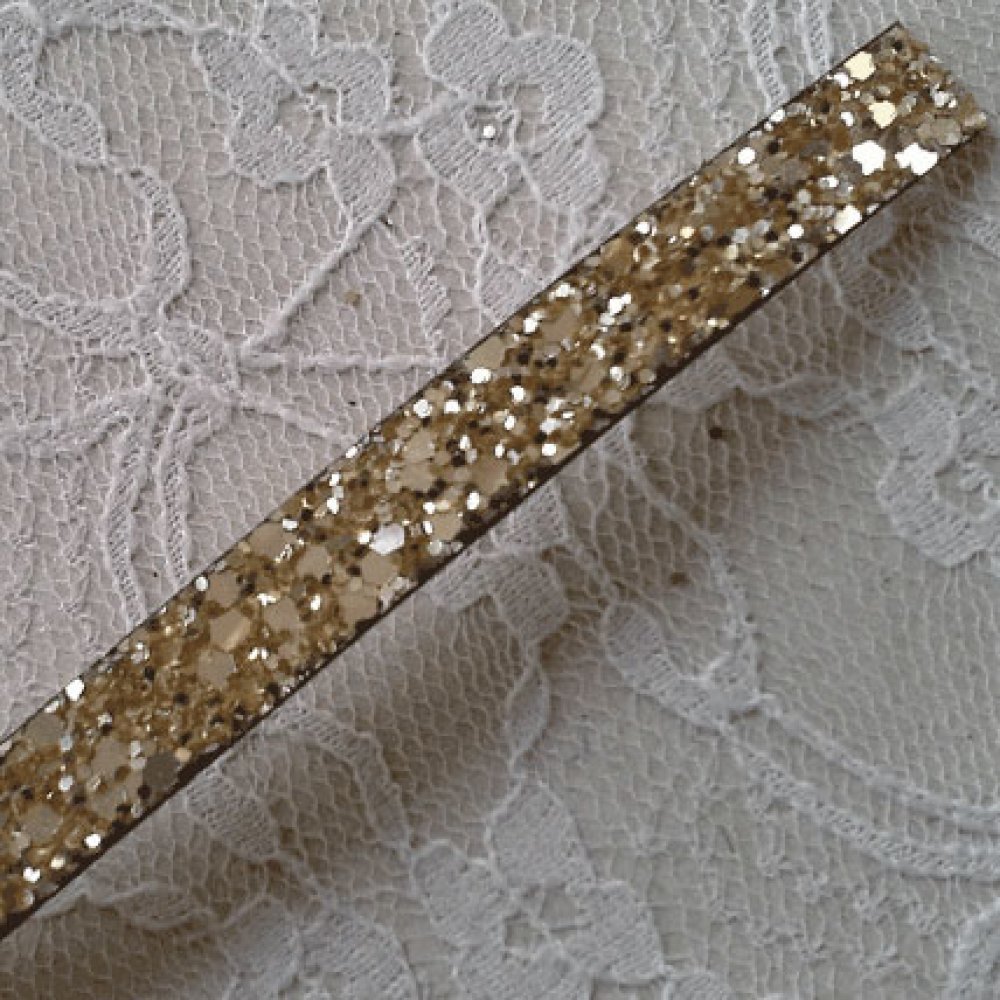 10 mm gull glitterrem med skinnfôr per 20 cm