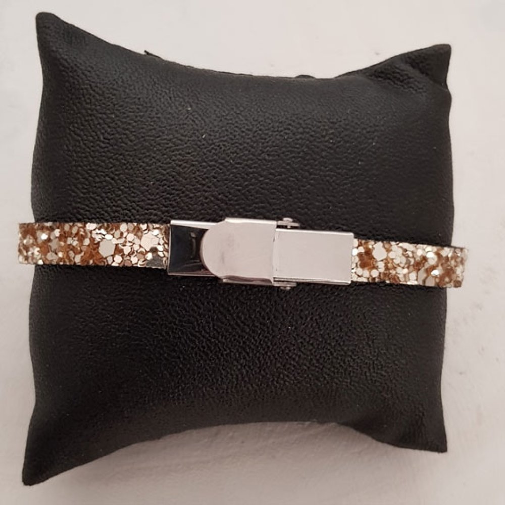 10 mm gull glitterrem med skinnfôr per 20 cm