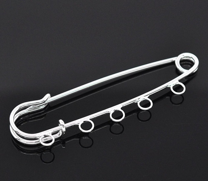 Sett med 20 s&oslash;lv sykepleier pin holdere 5 ringer 70x20mm N&deg;004