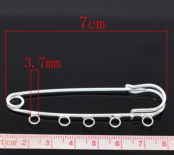 Sett med 20 s&oslash;lv sykepleier pin holdere 5 ringer 70x20mm N&deg;004