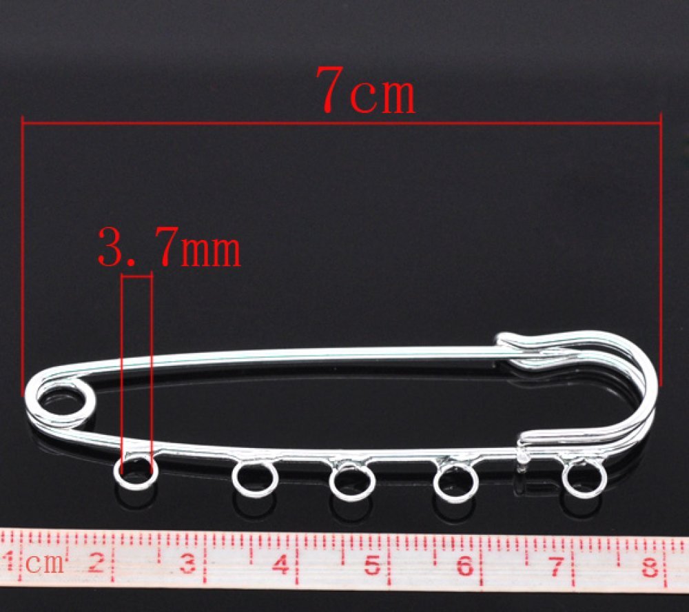 Sett med 20 sølv sykepleier pin holdere 5 ringer 70x20mm N°004