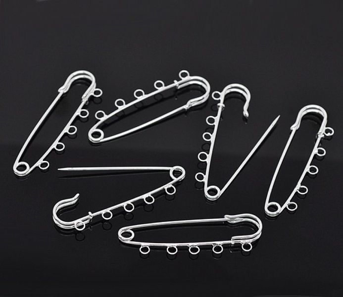 Sett med 20 s&oslash;lv sykepleier pin holdere 5 ringer 70x20mm N&deg;004