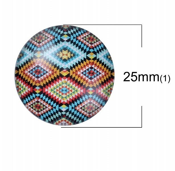 Lot 20 glass cabochons runde 25 mm 95108