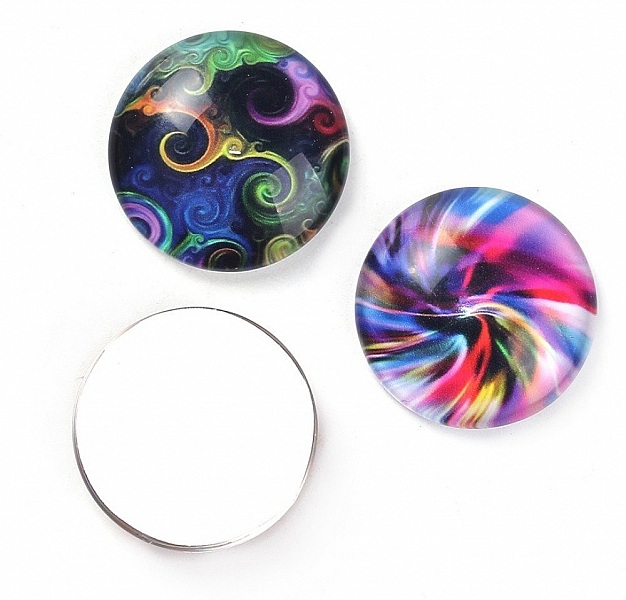 Lot 20 glass cabochons runde 25 mm 95108