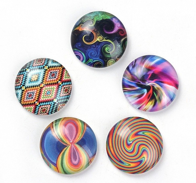 Lot 20 glass cabochons runde 25 mm 95108