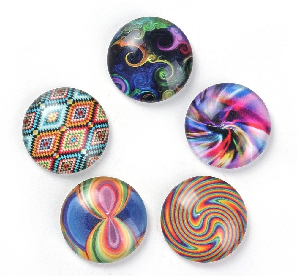 Lot 20 glass cabochons runde 25 mm 95108