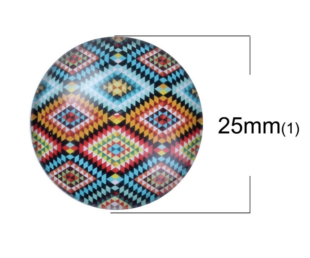 Lot 40 glass cabochons runde 25 mm 95108