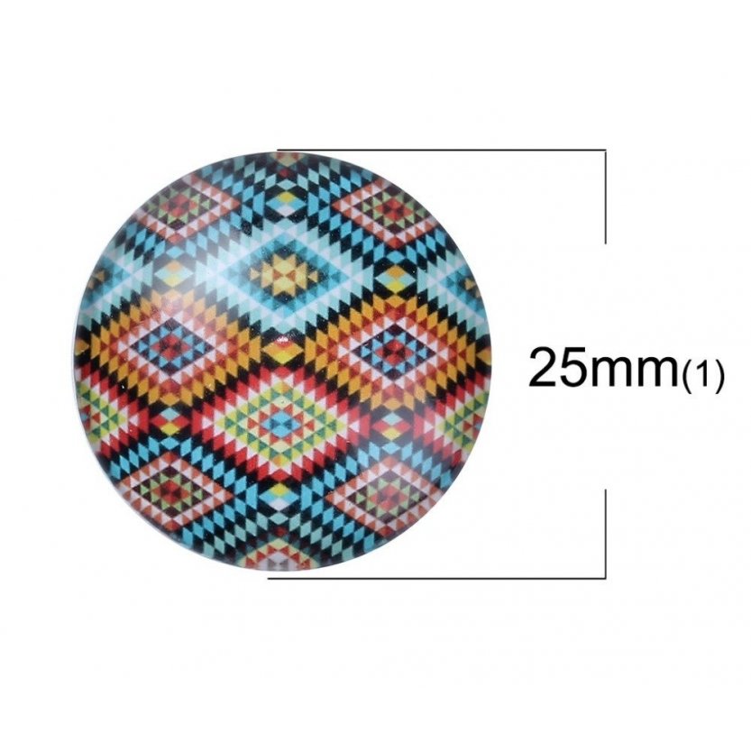 Lot 40 glass cabochons runde 25 mm 95108