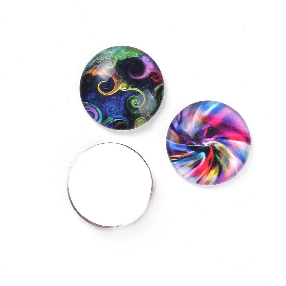 Lot 40 glass cabochons runde 25 mm 95108