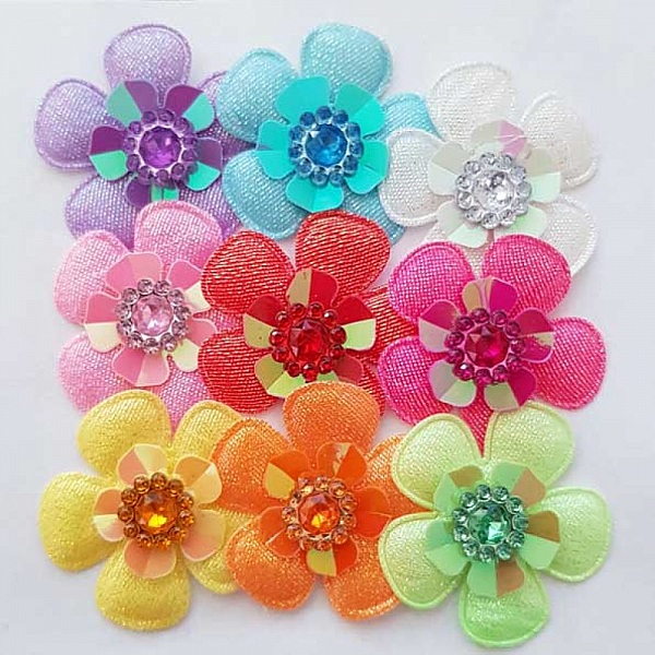 Parti 9 blomster 5 kronblader Stoffer nr. 01