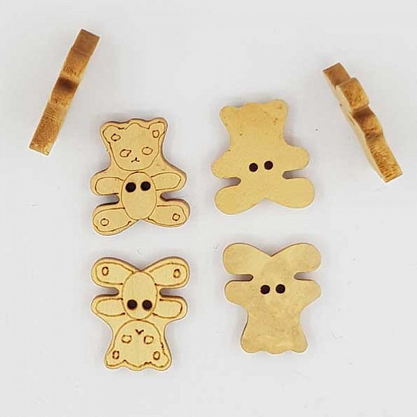Lot de 10 boutons bois ours N&deg;02