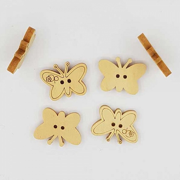 Lot de 10 boutons bois papillons N&deg;01