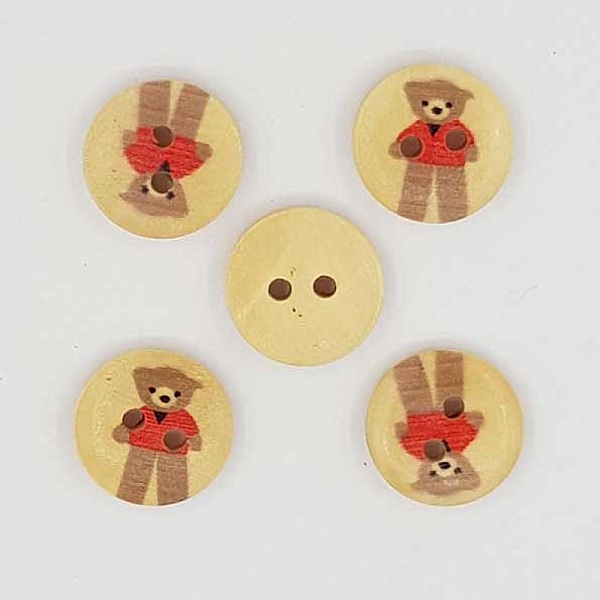 Lot de 10 boutons bois Rond 15 mm N&deg;03