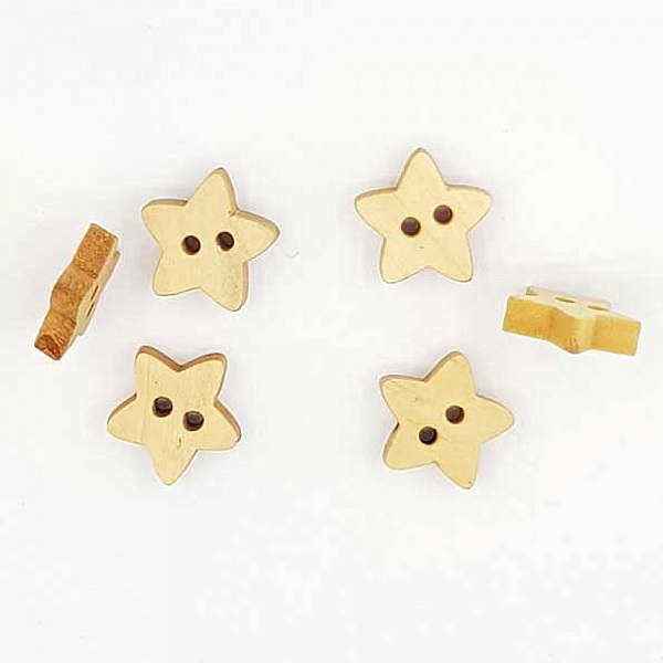 Lot de 10 boutons bois &eacute;toiles N&deg;01