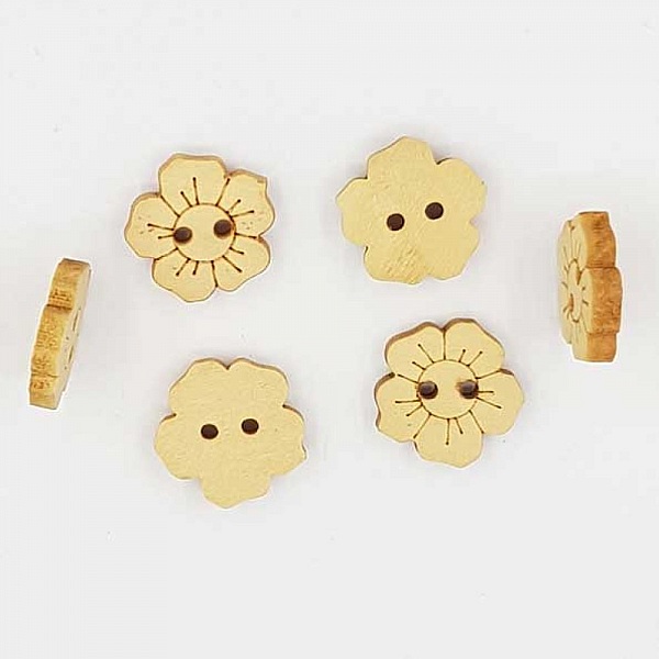 Lot de 10 boutons bois fleurs N&deg;01