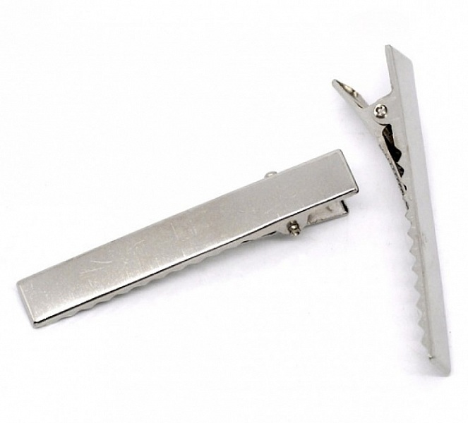 Sett med 10 krokodilleklemmer - S&oslash;lv 56 mm x 8 mm