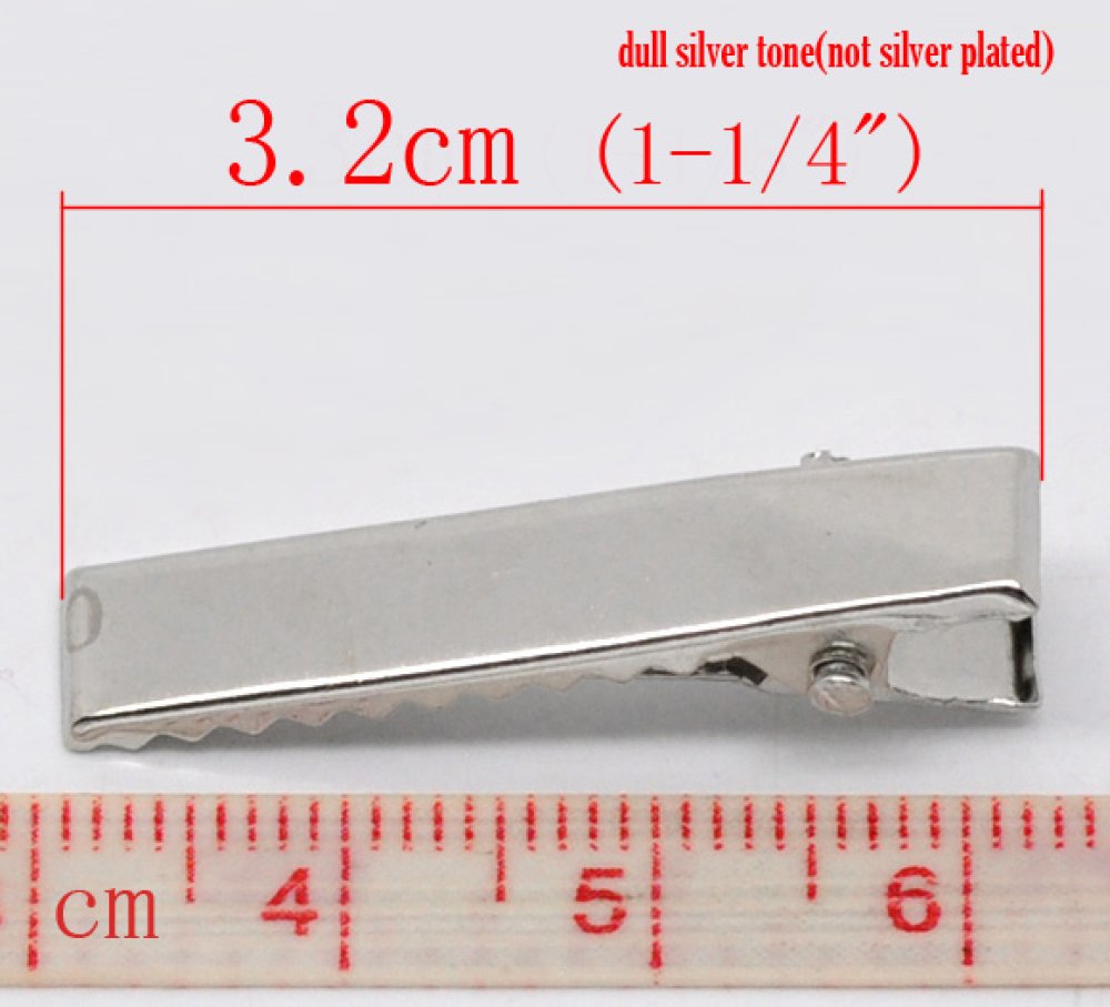 Sett med 20 krokodilleklemmer - Sølvfarge 32 mm x 7 mm.