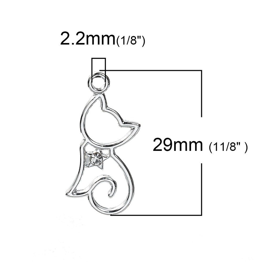 Sett med 5 katteanheng nr. 2 sølv 29 mm x 13 mm