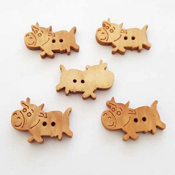 Lot de 5 boutons bois vaches N&deg;01