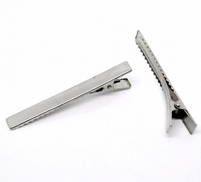 Sett med 5 krokodilleklemmer - S&oslash;lv 75 mm x 9 mm