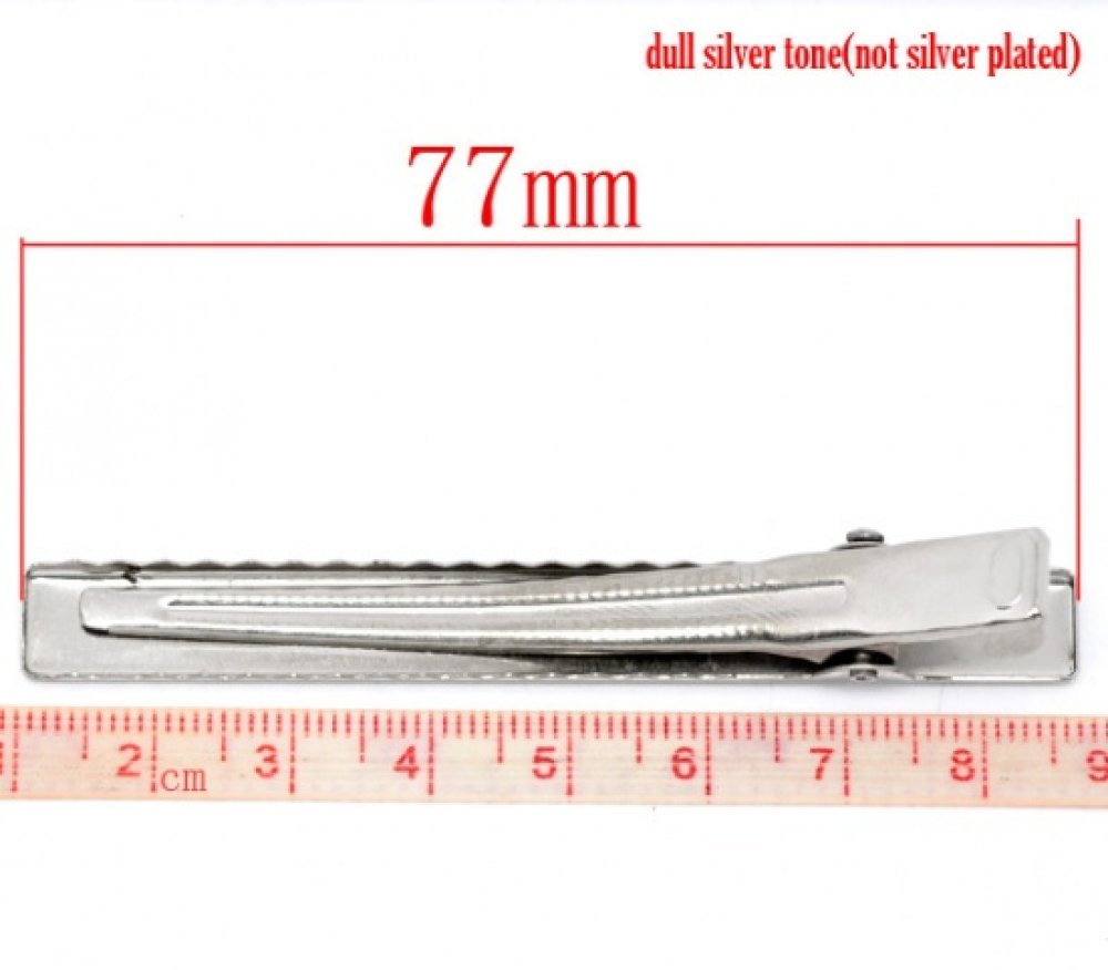 Sett med 5 krokodilleklemmer - Sølv 75 mm x 9 mm