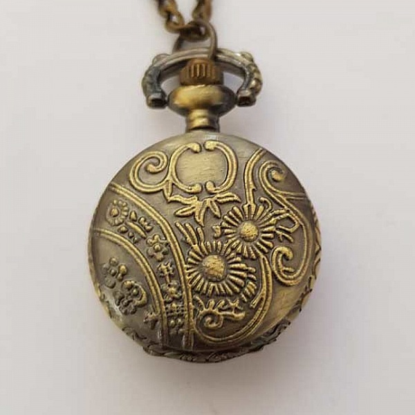 Montre Gousset Libellule Bronze Antique avec Cha&icirc;ne