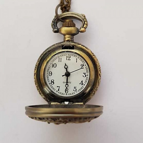 Montre Gousset Libellule Bronze Antique avec Cha&icirc;ne