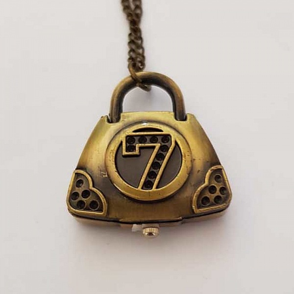 Antikk bronse kileposeklokke med kjede