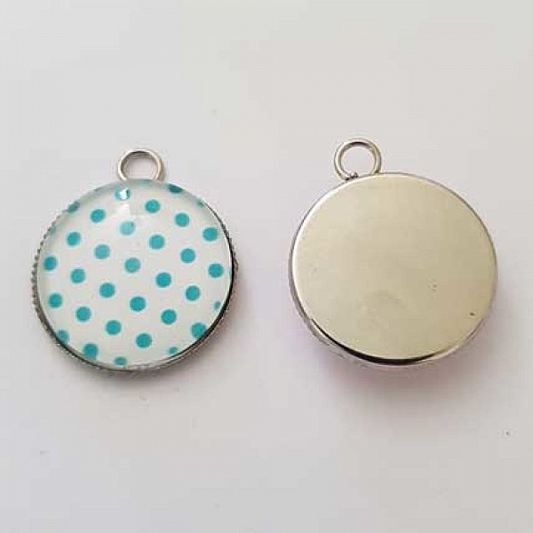 Pendentif Cabochon 20 mm en Verre Fantaisie N&deg;02-02