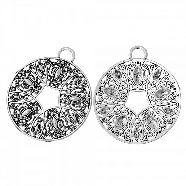 S&oslash;lv Hollow Flower Round Legering anheng N&deg;000 73 mm x 64 mm