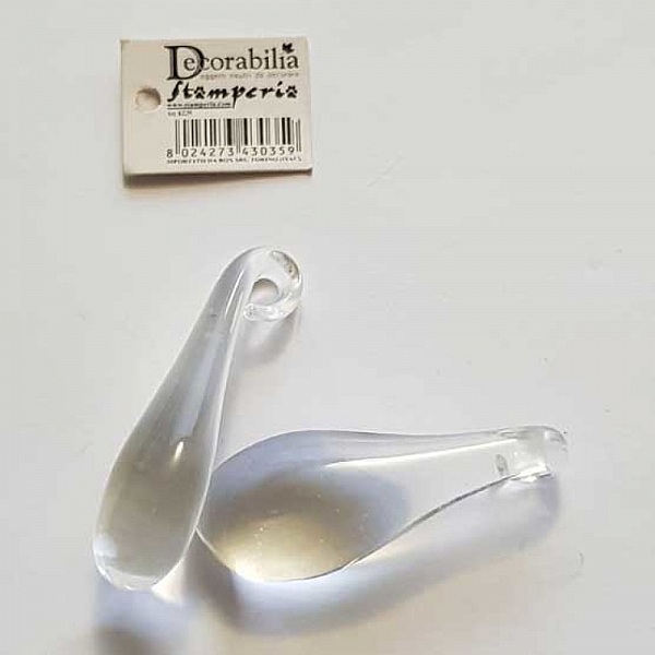 Pendentif N&deg;005 Goutte En Verre Transparent Stamperia