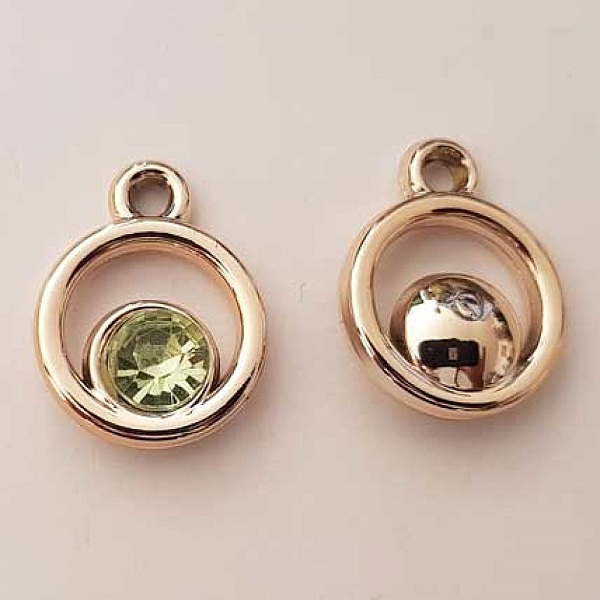 Pendentif en plastique et strass acrylique rond N&deg;04 vert