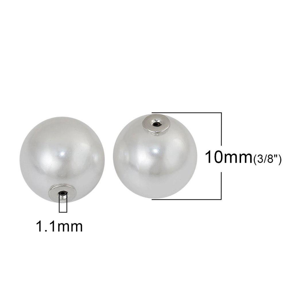 Perle 1 trykkhull 10 mm Hvit